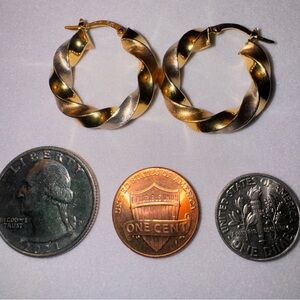 14k Yellow Gold Twisted Hoop Earrings